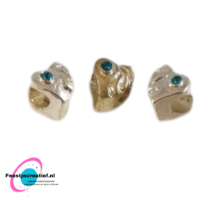 Bedel hart met turquoise steentje - 5 stuks