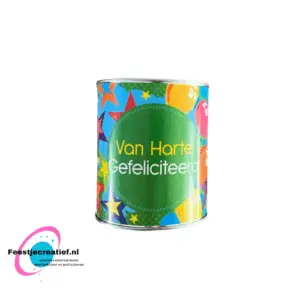 Snoepblik "Van harte gefeliciteerd", 12cm