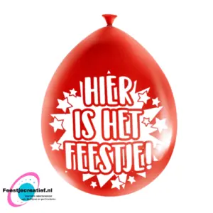Latex ballonnen "Hier is het feestje!", 30cm - 8 stuks