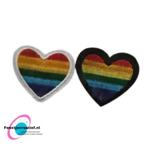 Strijkembleem regenboog hart