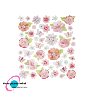 Stickervel voorjaarsbloemen, 15x16.5cm - 1 vel