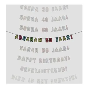 Letterslinger neon "Abraham 50 jaar!", 5 meter