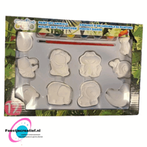 Schilderset gips dieren - 17-delig