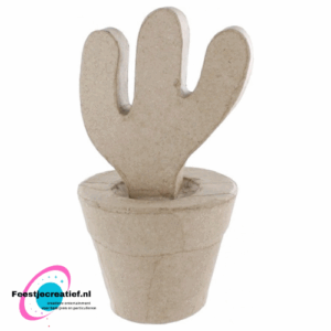 Kartonnen cactus in bloempot, 15cm