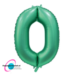 Folieballon cijfer 0 satin green, 86cm