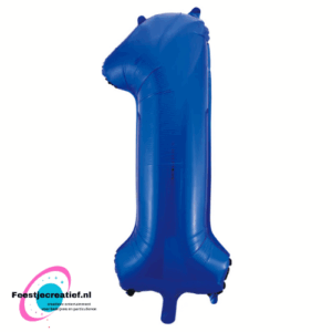 Folieballon cijfer 1 blauw, 86cm