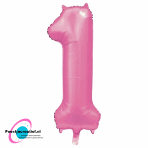 Folieballon cijfer 1 satin pink, 86cm