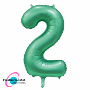 Folieballon cijfer 2 satin green, 86cm
