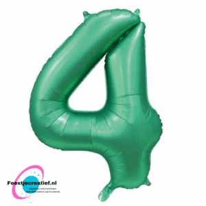 Folieballon cijfer 4 satin green, 86cm