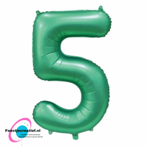Folieballon cijfer 5 satin green, 86cm