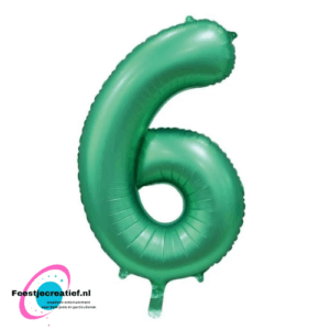 Folieballon cijfer 6 satin green, 86cm