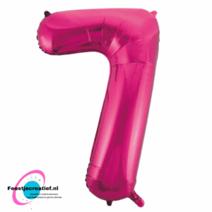 Folieballon cijfer 7 fuchsia, 86cm
