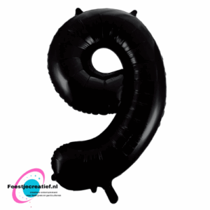 Folieballon cijfer 9 zwart, 86cm