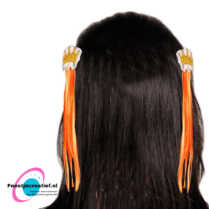 Hairextension oranje kroontje (klemmetje) - 2 stuks