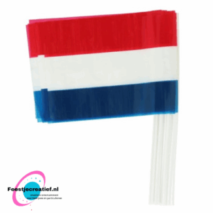 Handvlaggen rood-wit-blauw - 12 stuks