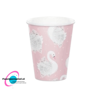 Wegwerpbeker rose Stylish Swan- 8 stuks