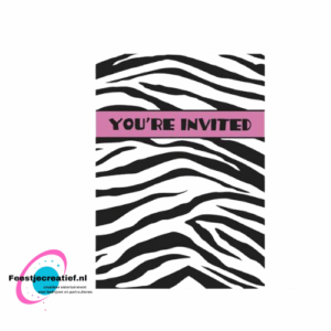 Zebraprint met roze uitnodigingen en enveloppen