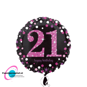 Folieballon 21 Jaar Sparkling Celebrations Roze 43 cm
