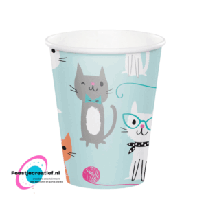 Wegwerpbekertjes - katten Bekers Karton 8 stuks