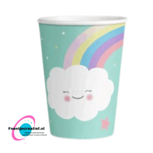 Wegwerpbekertjes - Rainbow Bekers Karton 8 stuks