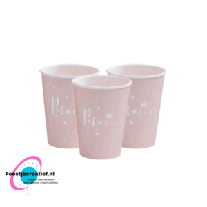 Wegwerpbekertjes - Princess roze - Karton- 8 stuks