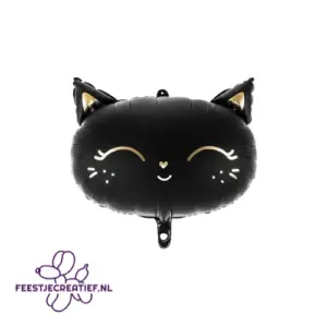 Folieballon kat zwart 48x39cm