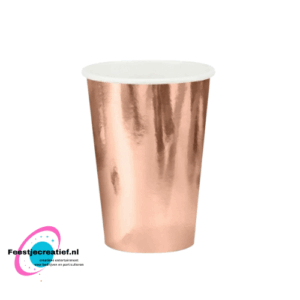 Wegwerpbeker rose-goud - 6 stuks