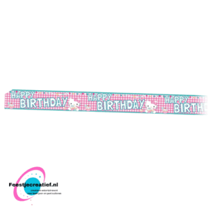 Streetbanner " Hello Kitty' - Happy Birthday -  3,65m - roze - kleur