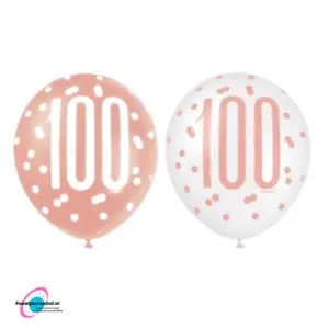 100 jaar-  latexballonnen  6 stuks  roze