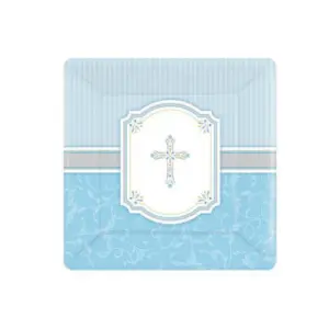 Wegwerpbordjes blessings blue 26cm - 8st