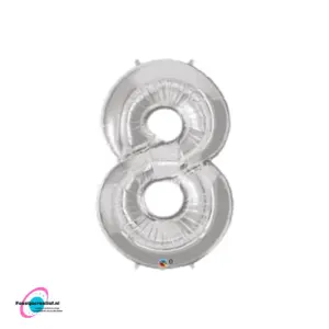 Folieballon cijfer '8' Zilver - 86 cm