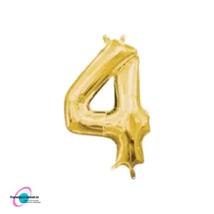 Folieballon cijfer '4' goud - 40 cm