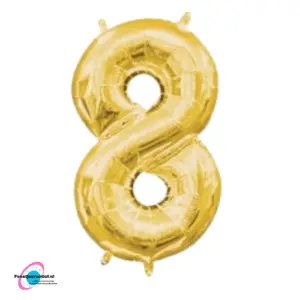 Folieballon cijfer '8' goud - 40 cm
