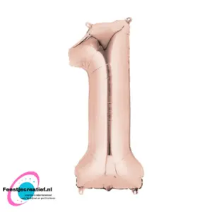 Folieballon cijfer '1' Rosegoud 40cm