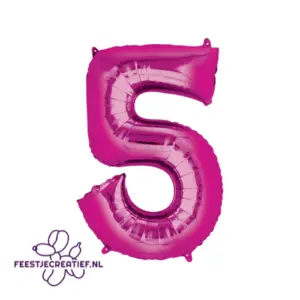Folieballon cijfer '5'  Fuchia 40cm