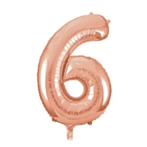 Folieballon Cijfer 6 Rose-roze - 86 cm
