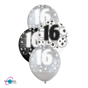 Ballonnen 16 jaar- latex ballonnen -  6 stuks