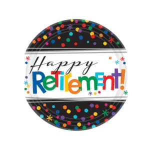 Wegwerpbordjes Happy retirement  17cm - 8st
