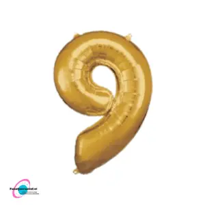 Folieballon cijfer '9' goud  83cm