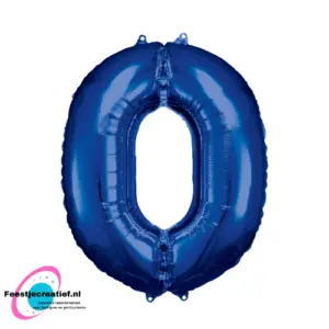 Folieballon cijfer '0' donker blauw  83cm