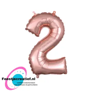 Folieballon cijfer '2' Rose-goud 40cm