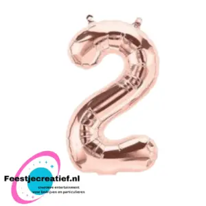 Folieballon cijfer '2' Rose-goud 40cm