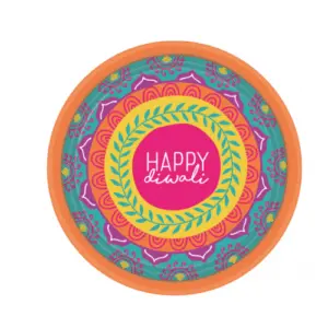 Wegwerpbordjes Happy diwali 17cm - 8st
