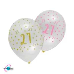 Ballonnen 21 jaar- latex ballonnen -  6 stuks