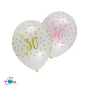 30 jaar-  latexballonnen  6 stuks  roze