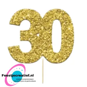 Cupcake decoratie 30 jaar goud - 12 stuks