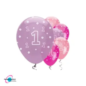 1e verjaardag-  latexballonnen  6 stuks  roze