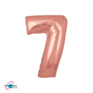 Folieballon cijfer '7' Rosegoud - 76 cm