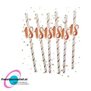 Rietjes - 18 jaar - rosegoud - 6 stuks -
