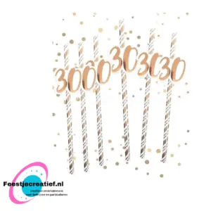 Rietjes - 30 jaar - rosegoud - 6 stuks -
